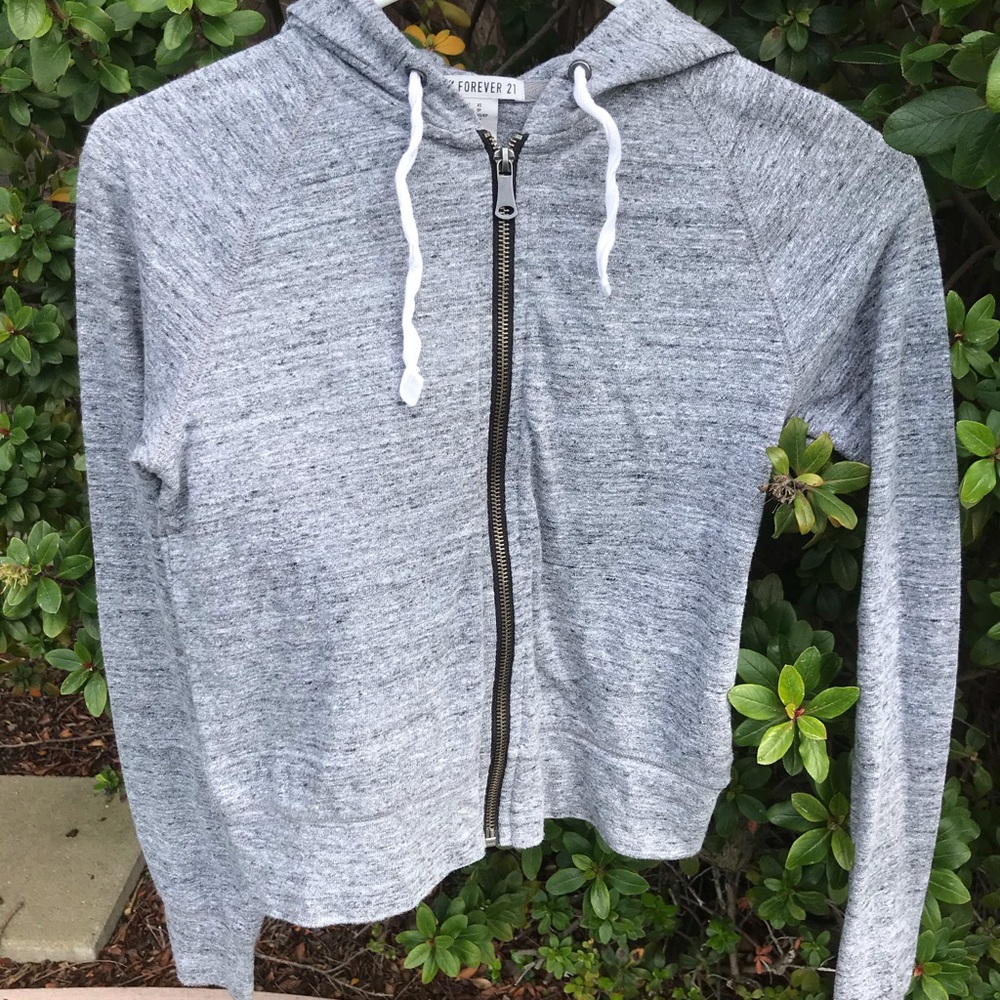 Plain Grey Zip Up With Hood